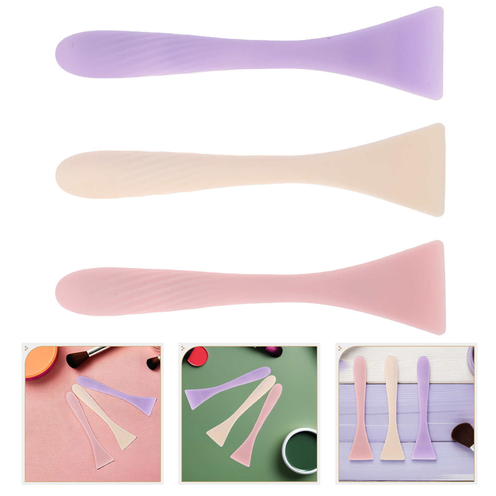 Face Mask Silicone - 3-teiliges Silikon-Gesichtsmaskenpinsel-Set, Gesichtsmasken-Applikator, weicher Spatel für